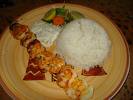 Détails : Brochettes de Gambas et riz à la mangue